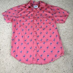 FRESH PRINTS OF BEL-AIR MENS BUTTON DOWN FLAMINGO SHIRT PINK SIZE MEDIUM